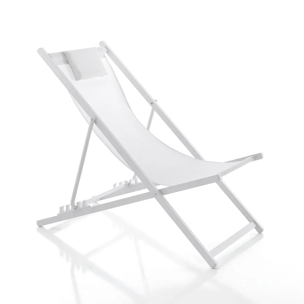 Milos sedia sdraio in alluminio bianco opaco e tessuto textilene bianco 61x102xh80 cm