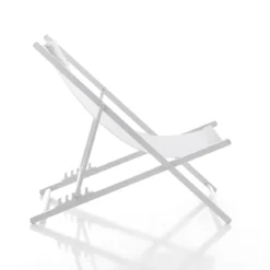 Milos sedia sdraio in alluminio bianco opaco e tessuto textilene bianco 61x102xh80 cm