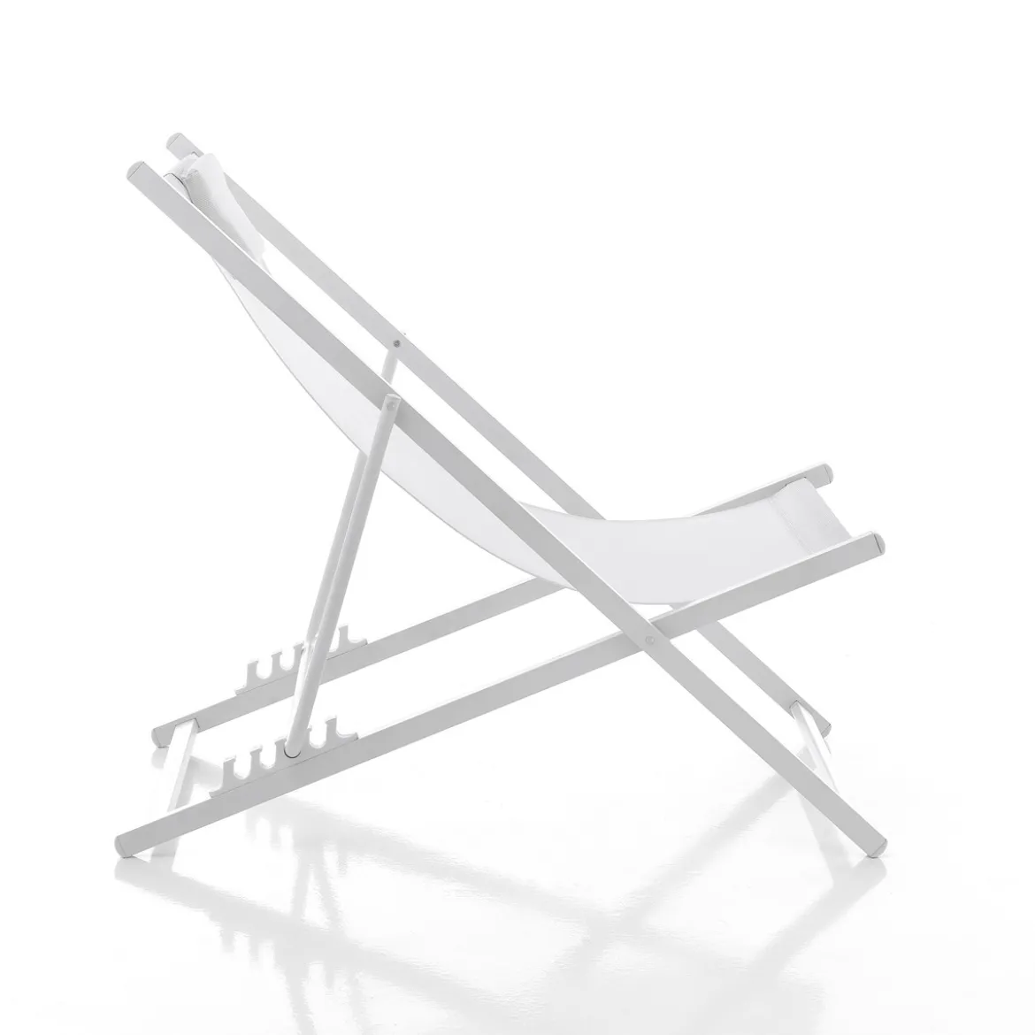 Milos sedia sdraio in alluminio bianco opaco e tessuto textilene bianco 61x102xh80 cm