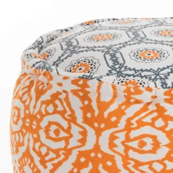Miri pouf rotondo rivestimento cotone 100% giallo azzurro d50xh30 cm
