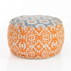 Miri pouf rotondo rivestimento cotone 100% giallo azzurro d50xh30 cm