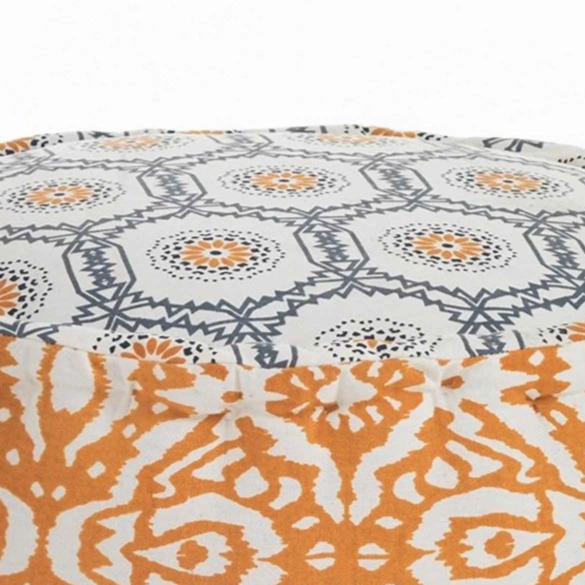 Miri pouf rotondo rivestimento cotone 100% giallo azzurro d50xh30 cm