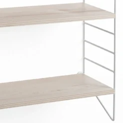 Mi-ti-ka mensola da parete bianco lucido ripiani finitura rovere 40x16xh56 cm