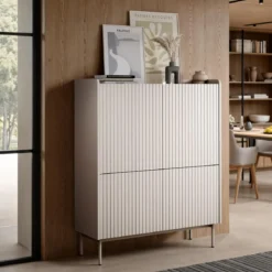 Mobile alto MALENA colore Beige opaco Rovere Scandi H1262 L100 P38