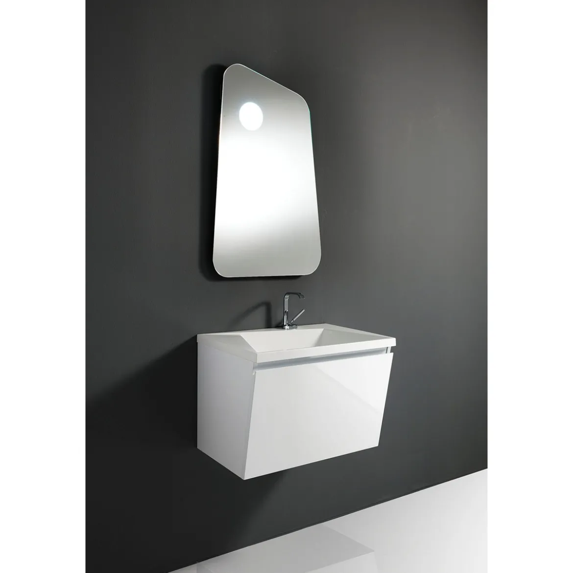 Mobile bagno con base 60 lavello bianco sospesa mdf laccato bianco lucido con lavello e cestone 60x42xh43 cm