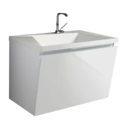 Mobile bagno con base 60 lavello bianco sospesa mdf laccato bianco lucido con lavello e cestone 60x42xh43 cm