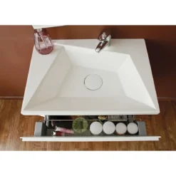 Mobile bagno con base 60 lavello bianco sospesa mdf laccato bianco lucido con lavello e cestone 60x42xh43 cm