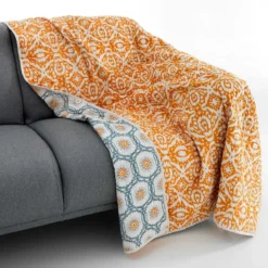 Moena plaid cotone colore giallo 100% cotone 135 x 190 cm