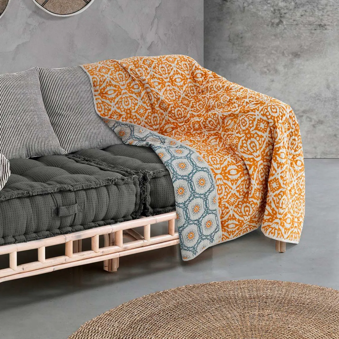Moena plaid cotone colore giallo 100% cotone 135 x 190 cm