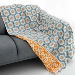 Moena plaid cotone colore giallo 100% cotone 135 x 190 cm