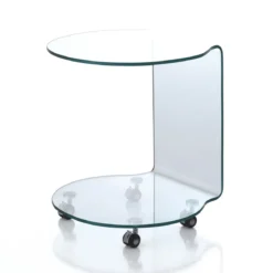 Move tavolino con ruote in vetro curvato 50x50 h50 cm