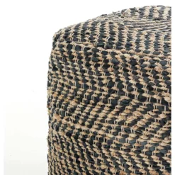 Nagar-c pouf juta in juta intrecciata naturale e nero 45x45xh45 cm