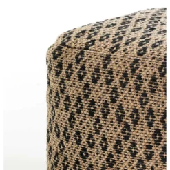 Nagar-d pouf juta in lana juta intrecciata naturale e nero 50x50xh45 cm