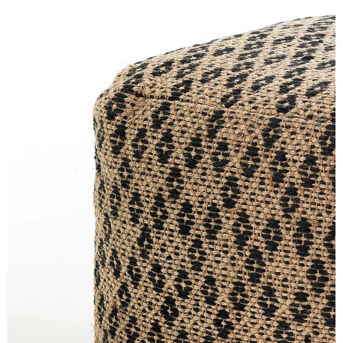 Nagar-d pouf juta in lana juta intrecciata naturale e nero 50x50xh45 cm
