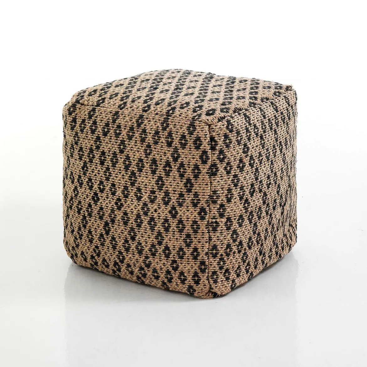 Nagar-d pouf juta in lana juta intrecciata naturale e nero 50x50xh45 cm