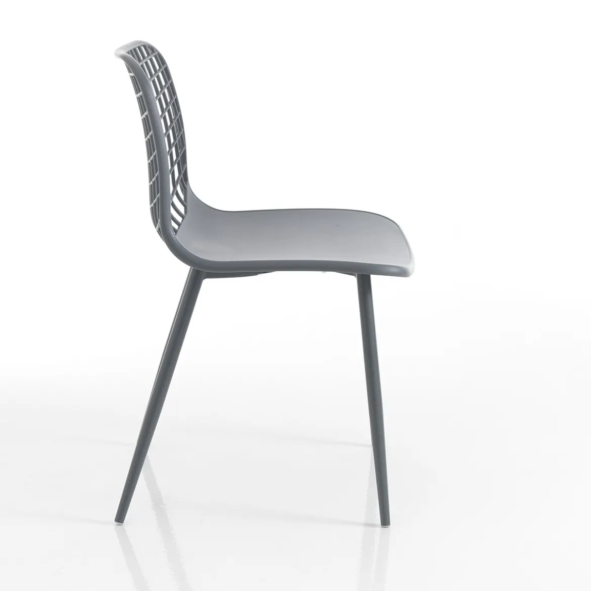 Nairobi grey sedia da interno esterno in polipropilene e acciaio grigia opaco 46x55xh80 cm