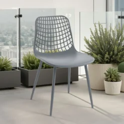 Nairobi grey sedia da interno esterno in polipropilene e acciaio grigia opaco 46x55xh80 cm
