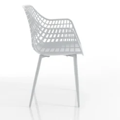 Nairobi white plus sedia con braccioli da interno esterno in polipropilene e acciaio bianca opaco 57x56xh85 cm