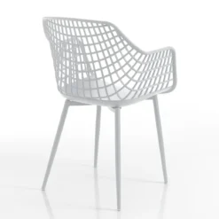 Nairobi white plus sedia con braccioli da interno esterno in polipropilene e acciaio bianca opaco 57x56xh85 cm