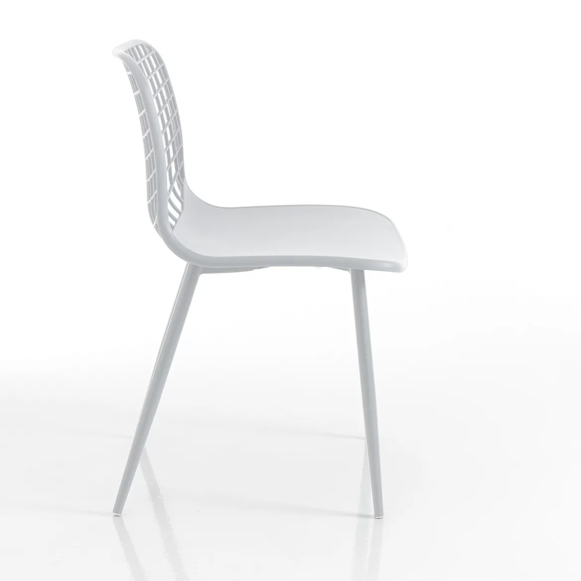 Nairobi white sedia da interno esterno in polipropilene e acciaio bianca opaco 46x55xh80 cm