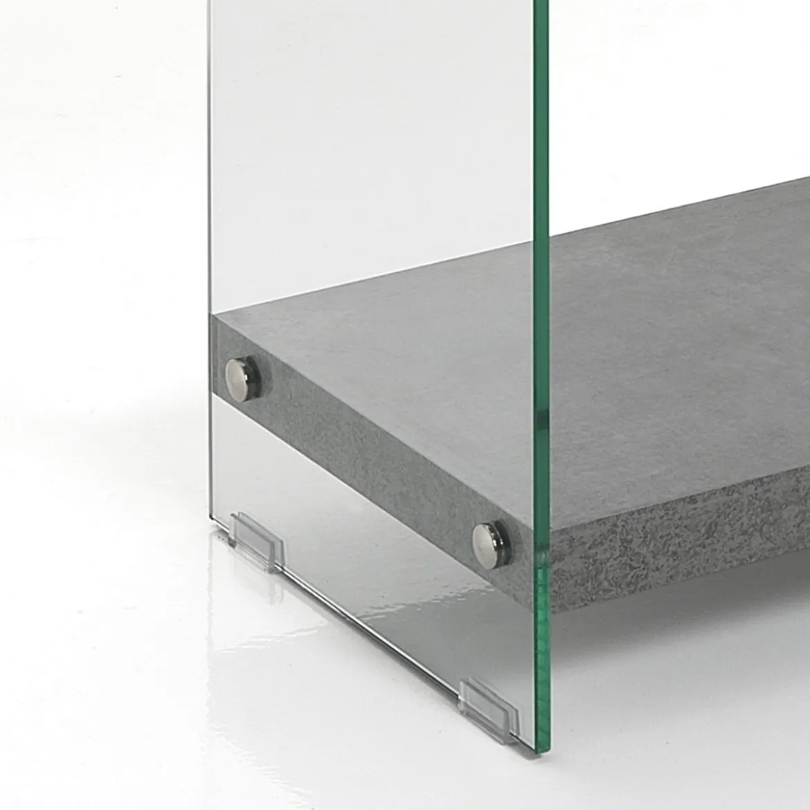 Nancy 75 cement libreria 5 in vetro trasparente e finitura cemento 70x29.5xh170 cm