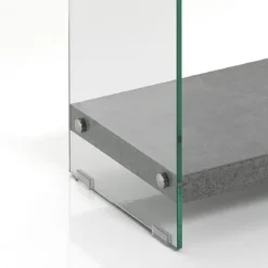 Nancy cement libreria 3 ripiani in vetro trasparente e finitura cemento 70x29.5xh90 cm