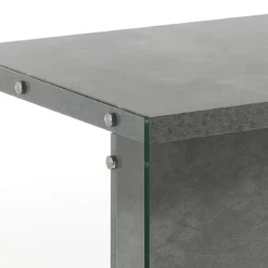 Nancy Cement Scrivania in Vetro trasparente e top finitura Cemento, 120 x 56 x h 75 cm