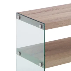 Nancy consolle vetro trasparente ripiano e top finitura rovere 100x35xh75 cm