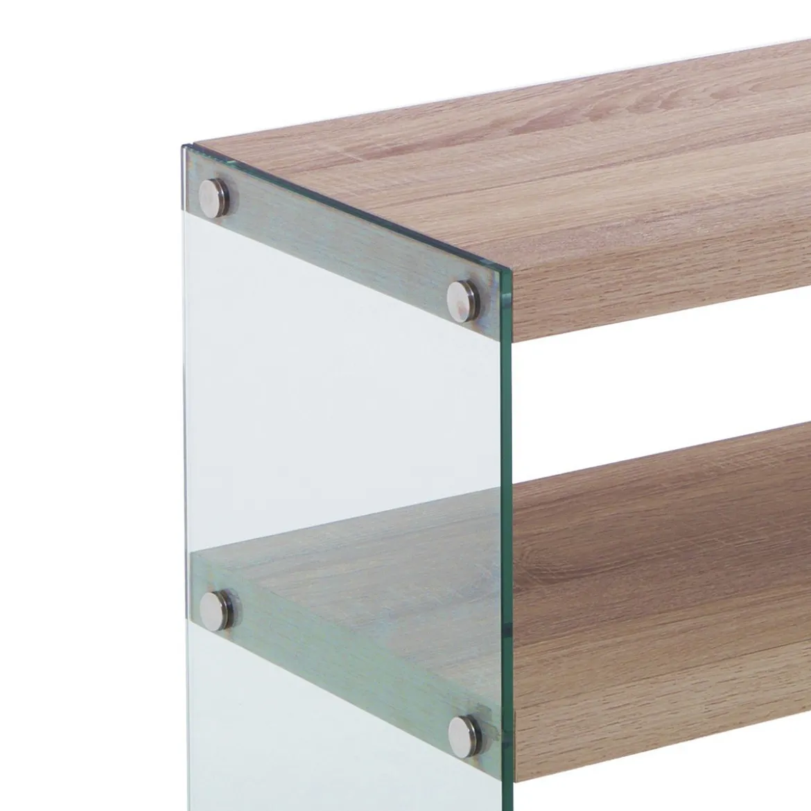 Nancy consolle vetro trasparente ripiano e top finitura rovere 100x35xh75 cm