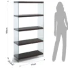 Nancy 75 Dark Wood libreria 5 ripiani noce scuro vetro trasparente temprato h159 l75 p29,5
