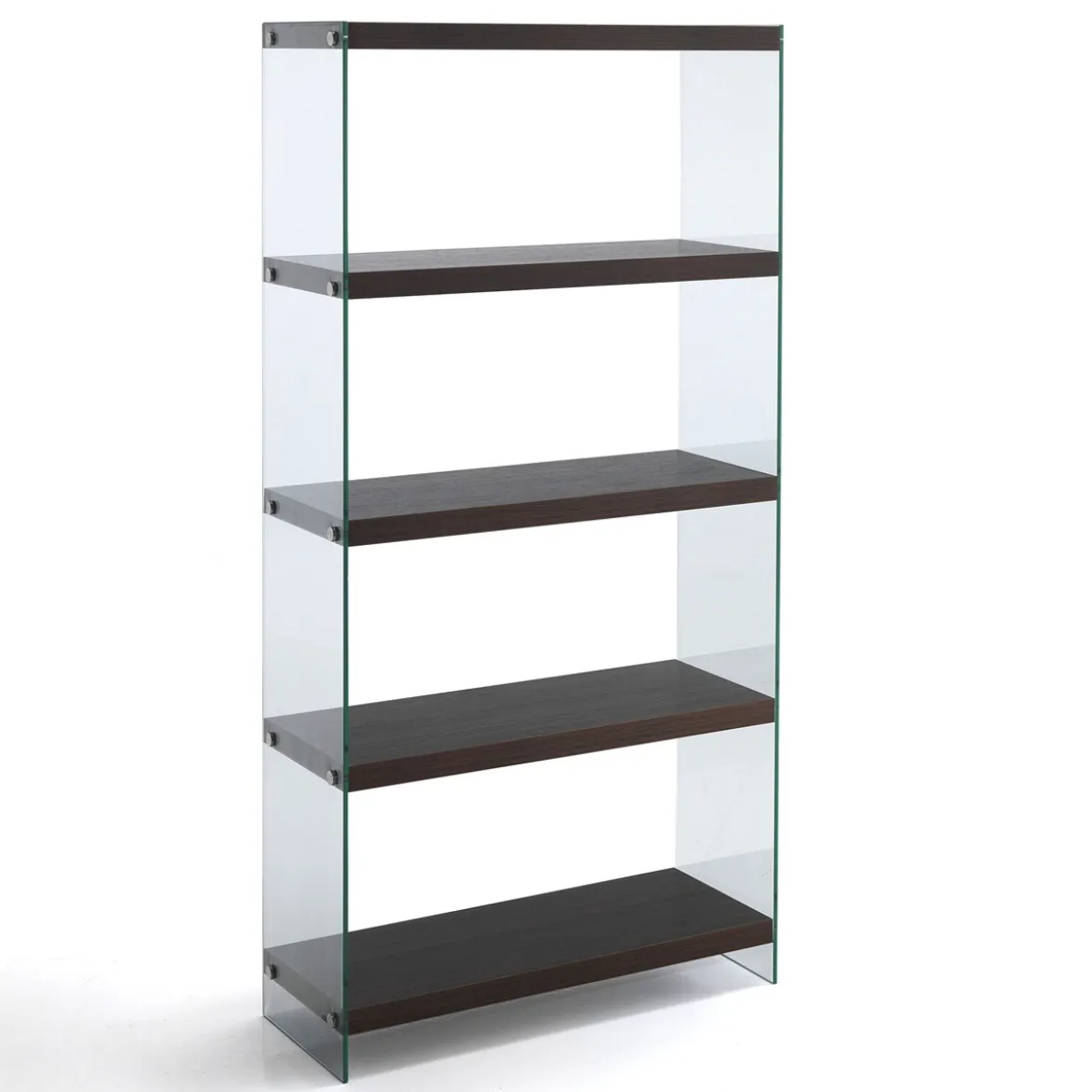 Nancy 75 Dark Wood libreria 5 ripiani noce scuro vetro trasparente temprato h159 l75 p29,5