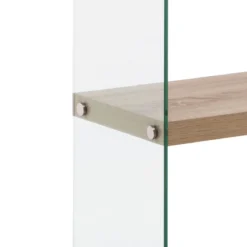Nancy 45 libreria 5 ripiani in vetro trasparente e finitura rovere 49x29.5xh159 cm