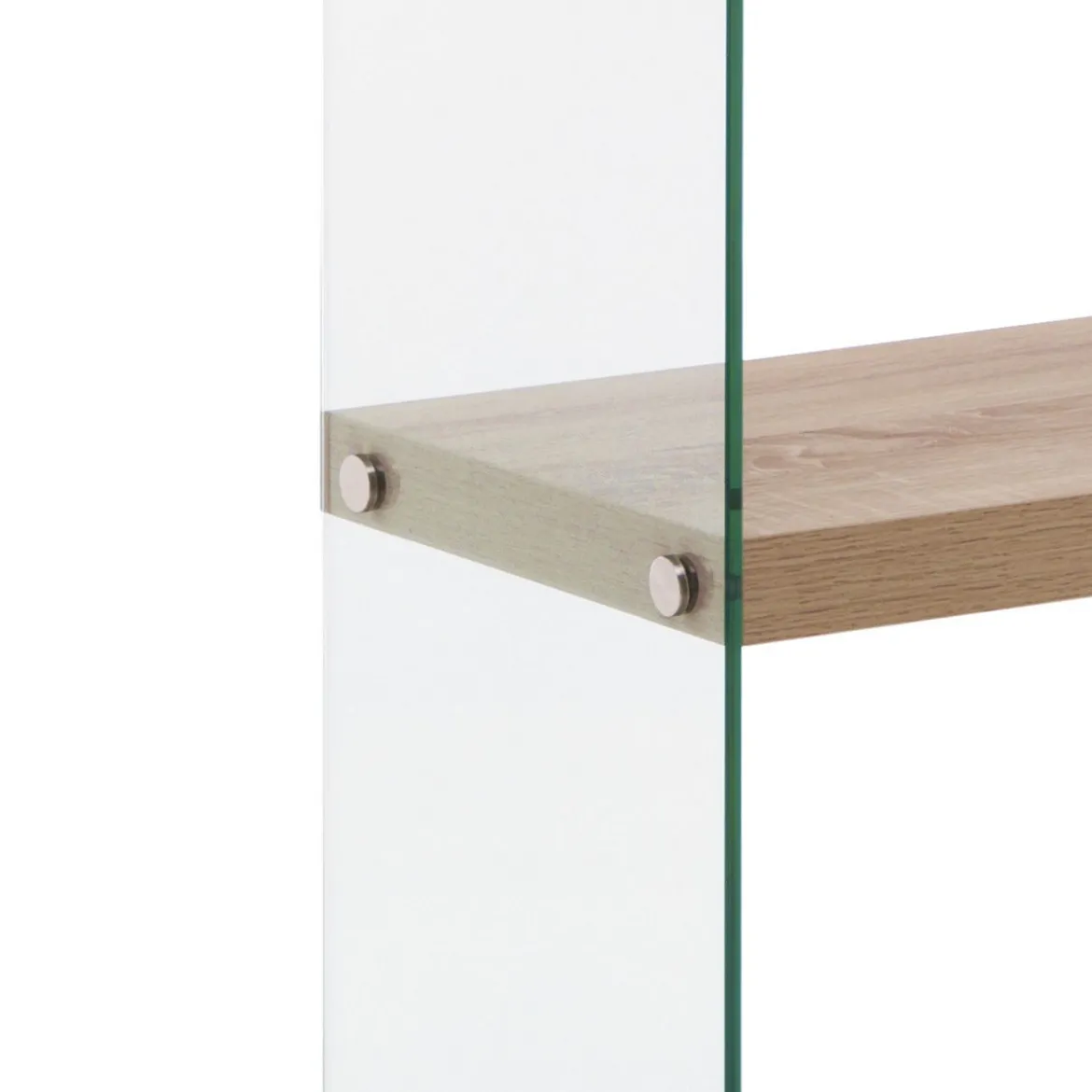 Nancy 45 libreria 5 ripiani in vetro trasparente e finitura rovere 49x29.5xh159 cm