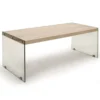 Nancy tavolino in vetro trasparente top finitura rovere 110x55 h43 cm