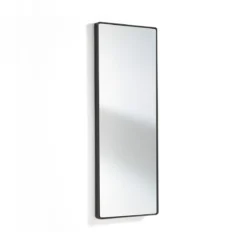 Neat big black slim specchio da parete in acciaio finitura nero opaco 36x3.5 h100 cm