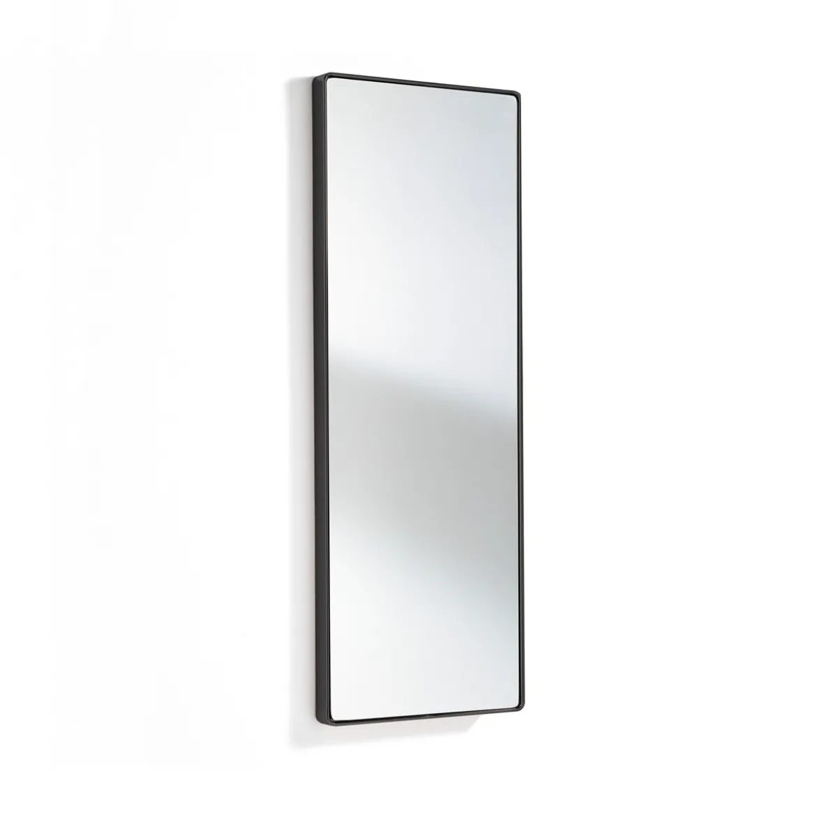 Neat big black slim specchio da parete in acciaio finitura nero opaco 36x3.5 h100 cm