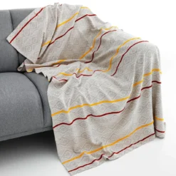 Neem plaid cotone 100% cotone bianco decorato 190x135 cm