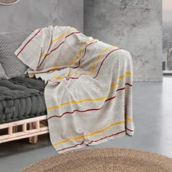 Neem plaid cotone 100% cotone bianco decorato 190x135 cm