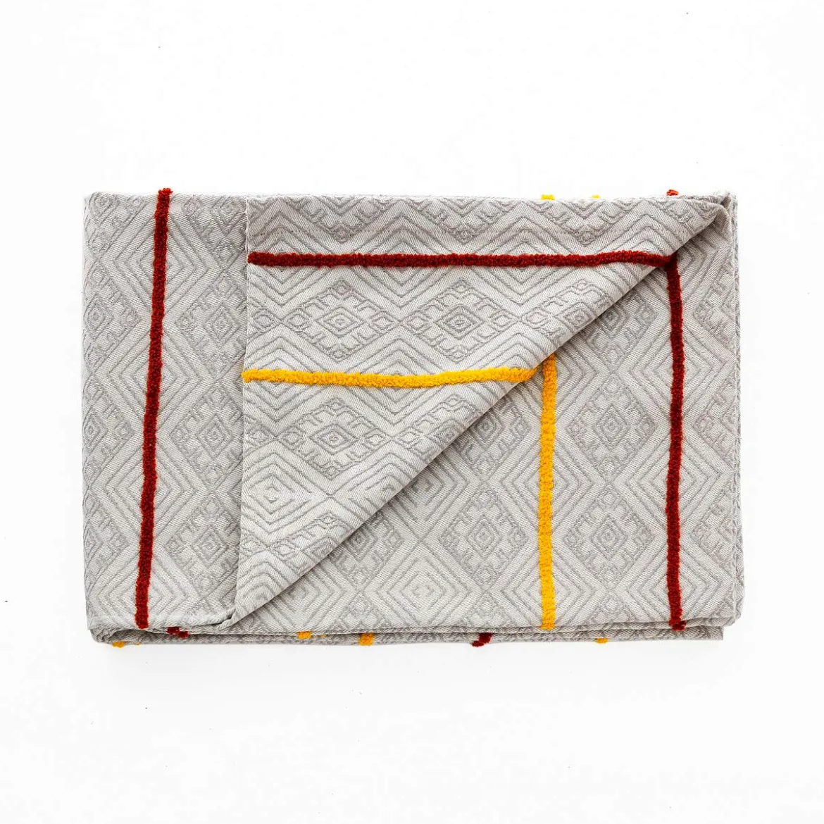 Neem plaid cotone 100% cotone bianco decorato 190x135 cm