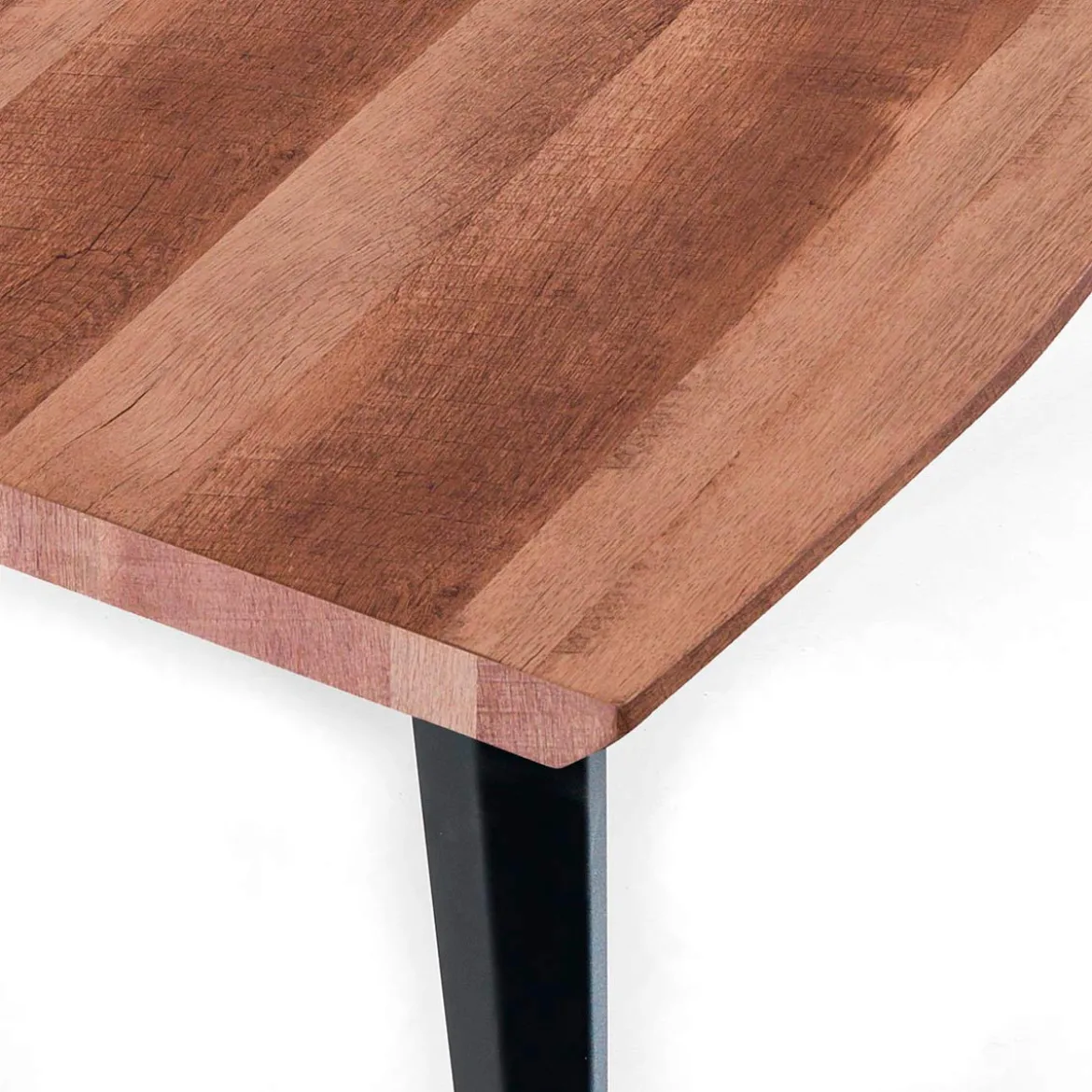 Nell-a Tavolo Fisso in Legno finitura Rovere con gambe in Acciaio Aero Opaco, 160 x 90 x h 74 cm