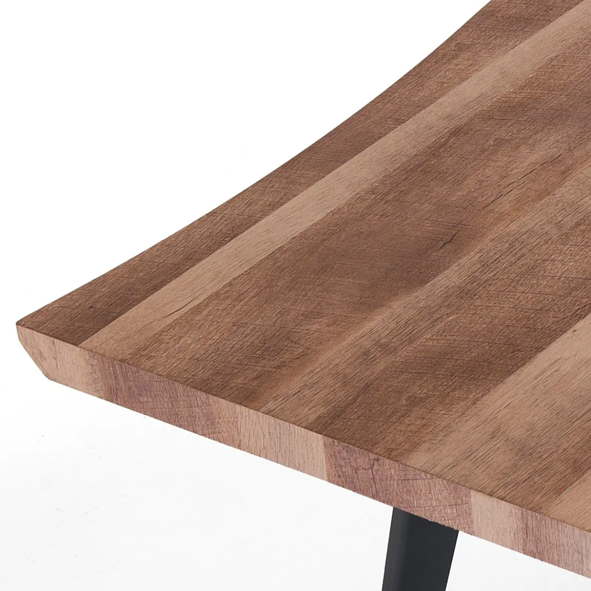 Nell-a Tavolo Fisso in Legno finitura Rovere con gambe in Acciaio Aero Opaco, 160 x 90 x h 74 cm