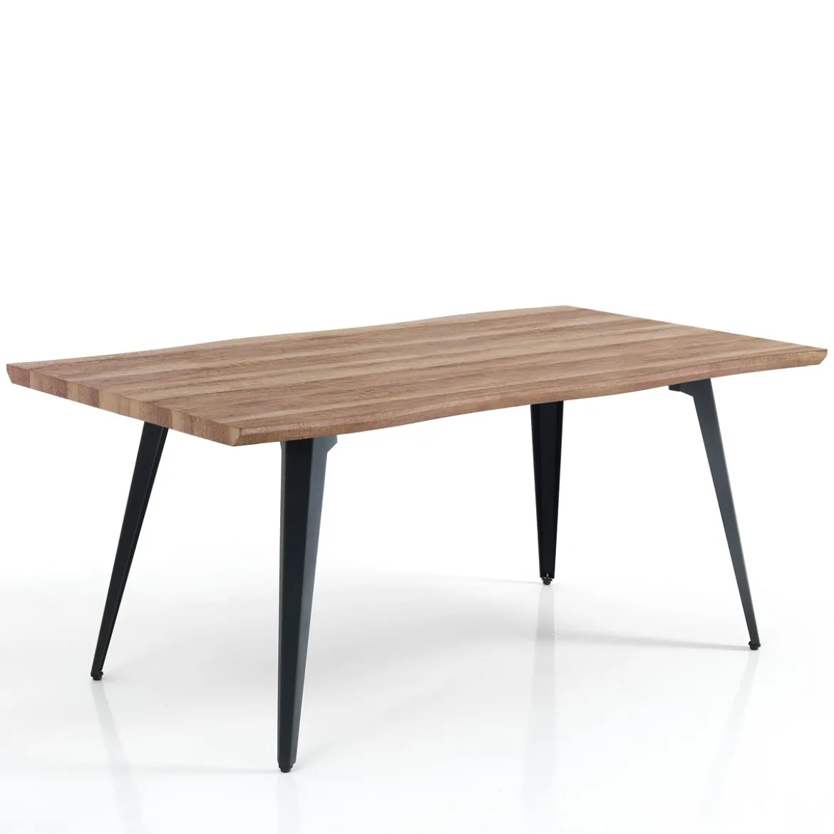 Nell-a Tavolo Fisso in Legno finitura Rovere con gambe in Acciaio Aero Opaco, 160 x 90 x h 74 cm