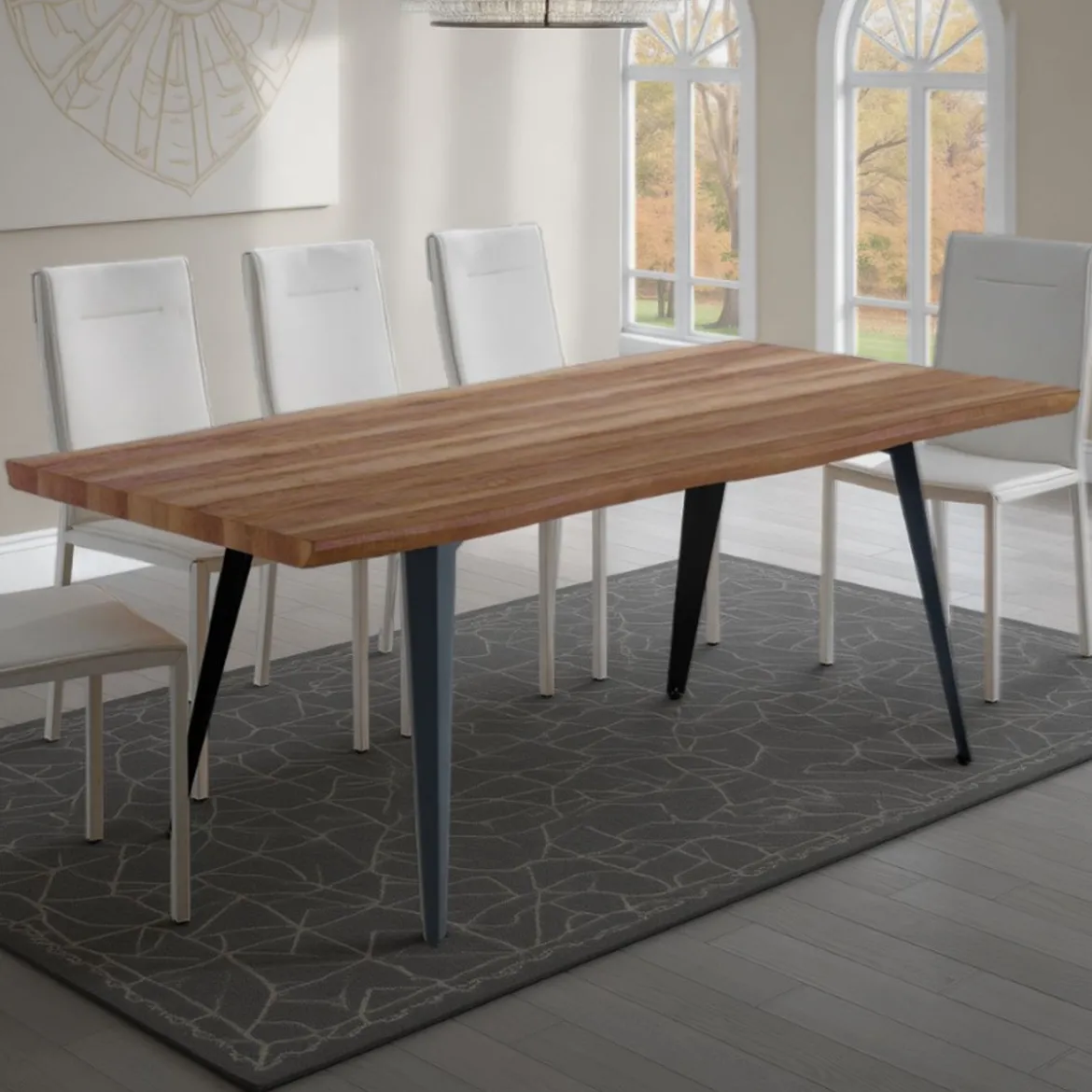 Nell-a Tavolo Fisso in Legno finitura Rovere con gambe in Acciaio Aero Opaco, 160 x 90 x h 74 cm