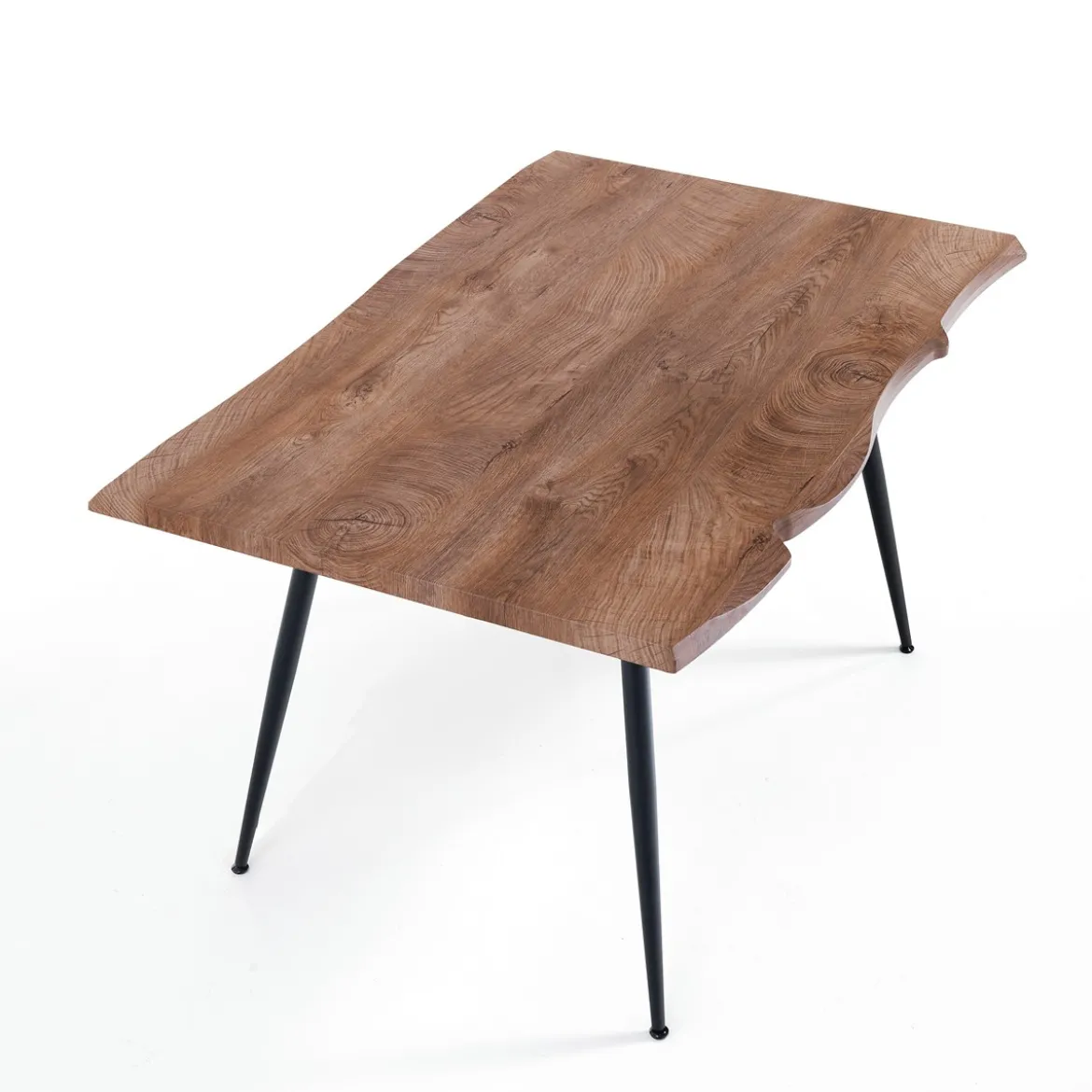 Nell-b Tavolo Fisso in Legno finitura Quercia con gambe in Acciaio Nero Opaco, 120 x 80 x h 76 cm