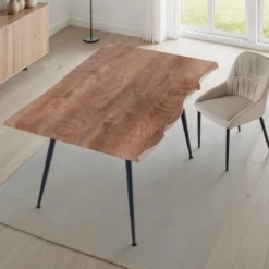Nell-b Tavolo Fisso in Legno finitura Quercia con gambe in Acciaio Nero Opaco, 120 x 80 x h 76 cm