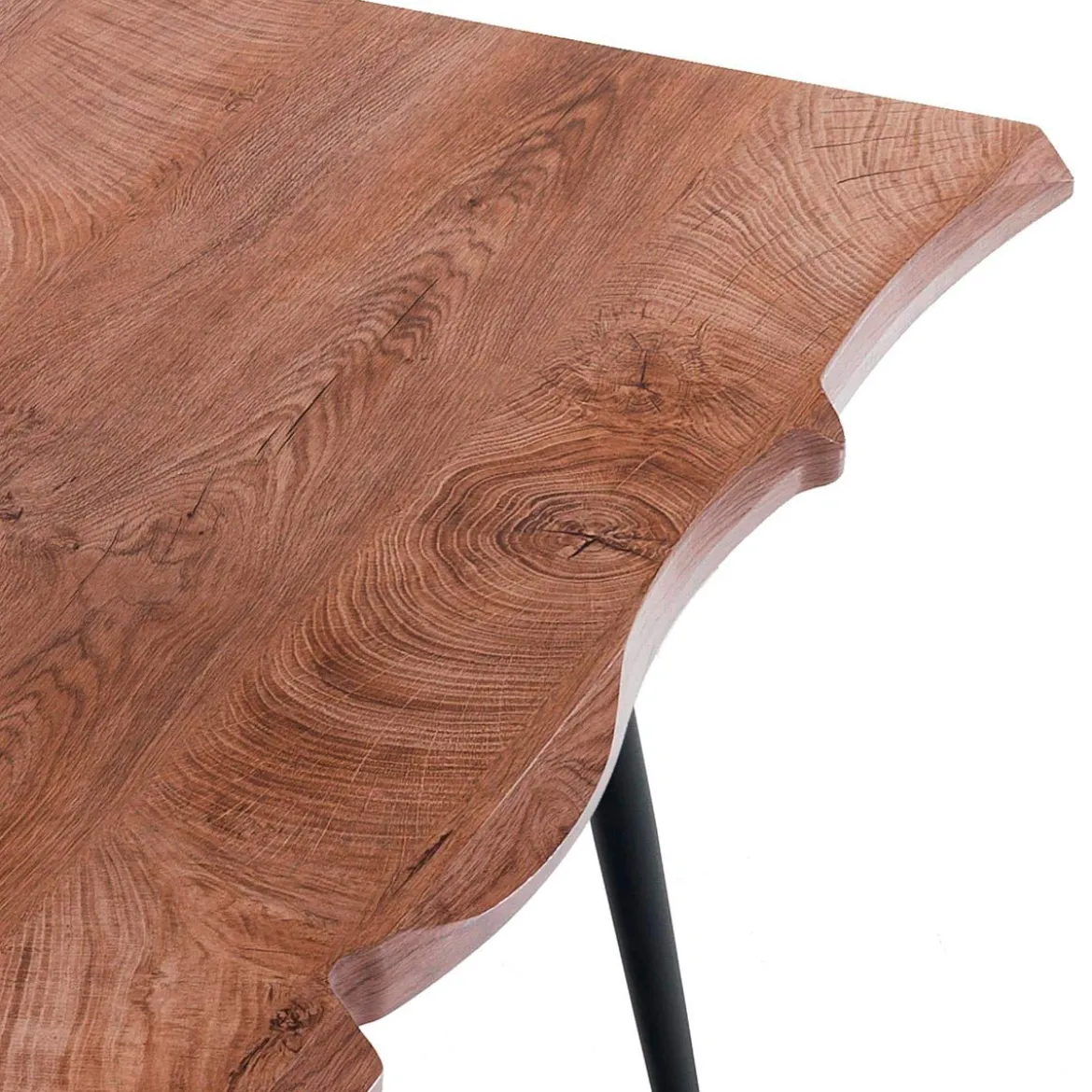 Nell-b Tavolo Fisso in Legno finitura Quercia con gambe in Acciaio Nero Opaco, 120 x 80 x h 76 cm