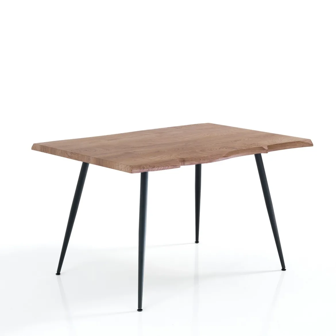 Nell-b Tavolo Fisso in Legno finitura Quercia con gambe in Acciaio Nero Opaco, 120 x 80 x h 76 cm