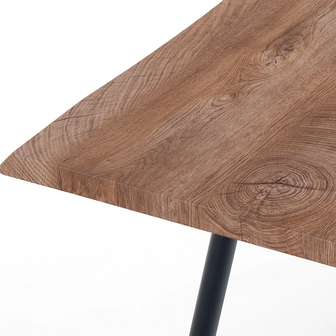 Nell-b Tavolo Fisso in Legno finitura Quercia con gambe in Acciaio Nero Opaco, 120 x 80 x h 76 cm
