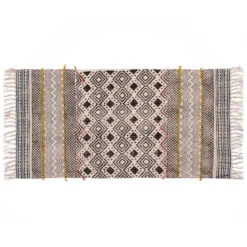 Nest tappeto bagno / scendiletto in cotone 100% con nappe grigio 110x60 cm
