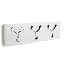 New bin 3 white appendiabiti da parete in metallo bianco opaco 3 ganci a scomparsa h18 l60 p3